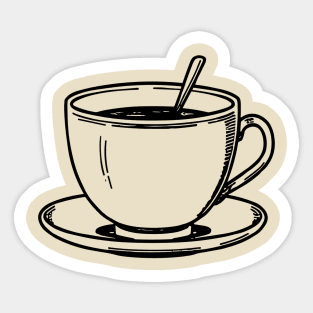 Line art of an old coffee cup Sticker